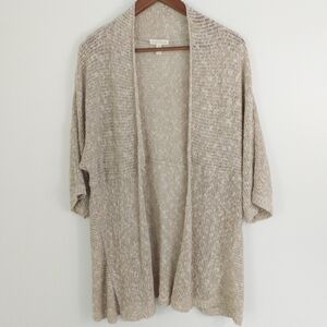 Eileen Fisher Linen Blend Open Front Cardigan Size Large